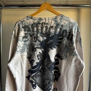 Affliction Georges St-Pierre GSP Rush Thermal Shirt 2XL Cream Eagle Crest Y2K